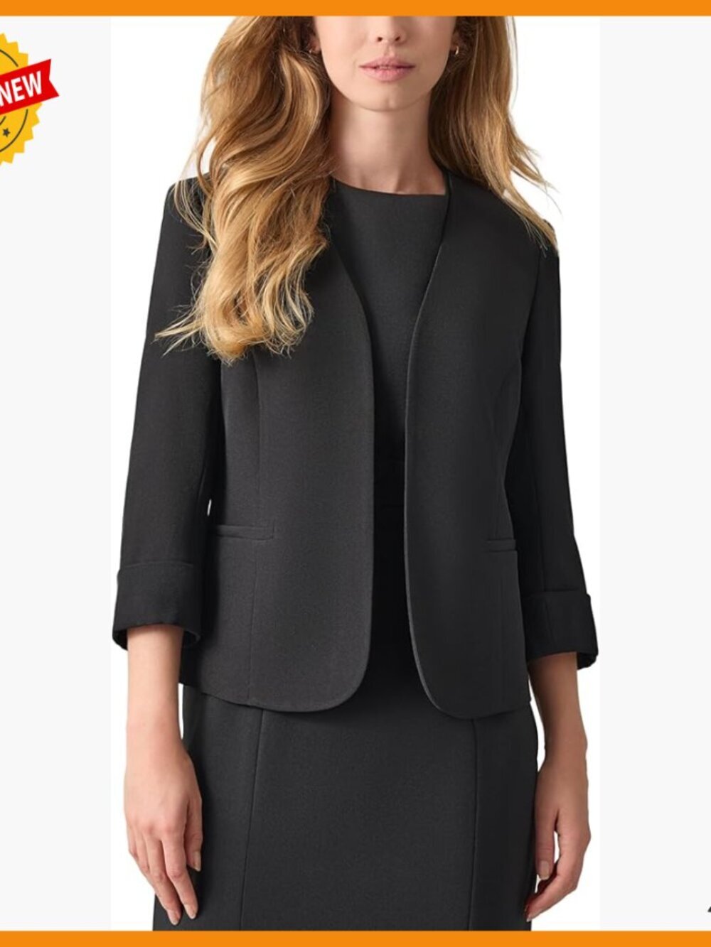 Petite Blazer Cardigan Style Rolled Cuff Sleeves Tailored Work Wear